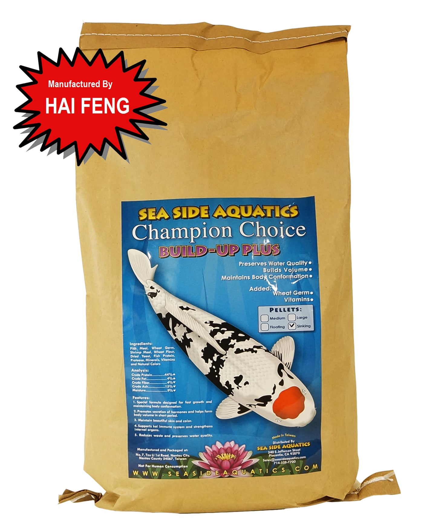 ✅SeaSide Aquatics Made By Hai Feng Build Up Plus Koi Food 20kg MD
